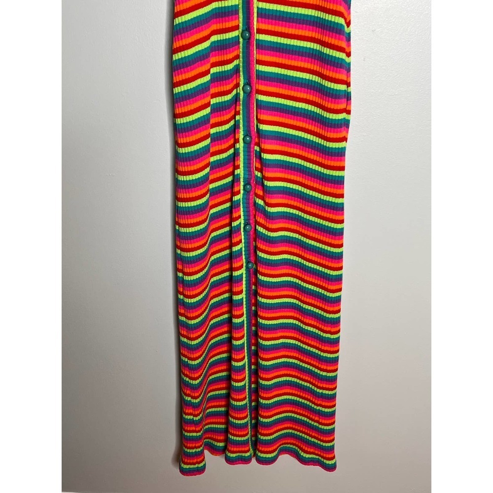 Anna Sui Multicolor Cotton Striped Sleeveless Button Midi Dress Size P - Picture 4 of 8